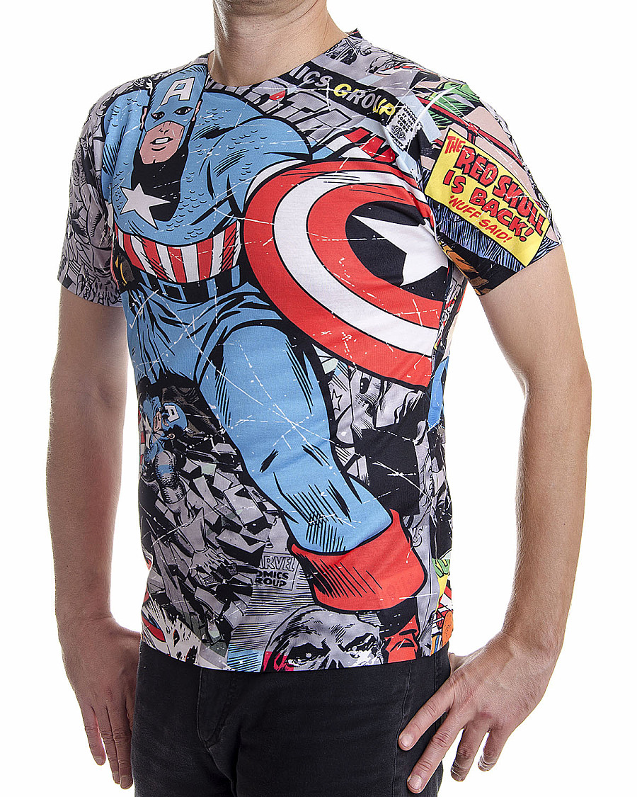Marvel Men's Captain America Vertical Graphic T-Shirt - Official Licensed Cotton Tee