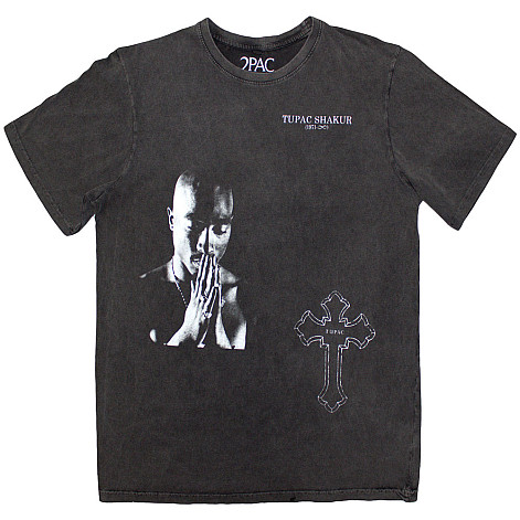 Tupac t-shirt, Photo Cross Stone Wash Charcoal Grey, men´s
