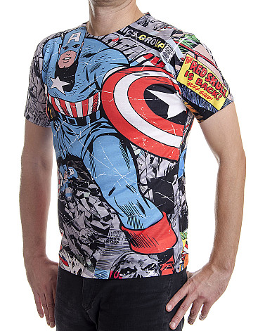 Captain America t-shirt, Comic Allover, men´s