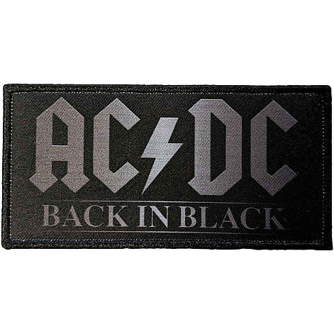 AC/DC tkaná patch/nažehlovačka PES 100 x 50 mm, Back In Black