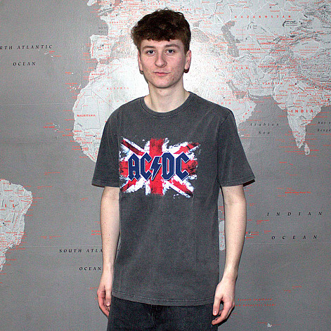 AC/DC t-shirt, Flag Stone Wash Charcoal Grey, men´s