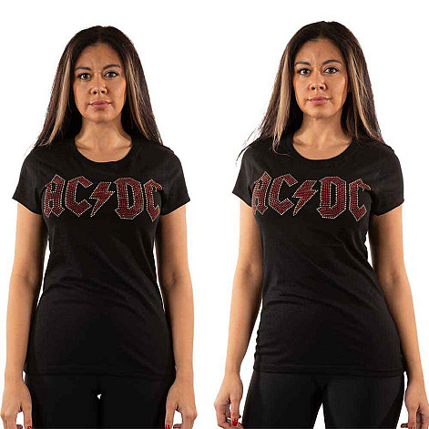 AC/DC t-shirt, Full Colour Logo Embellished Black, ladies