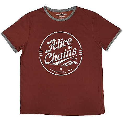 Alice in Chains t-shirt, Circle Emblem Ringer Red, men´s