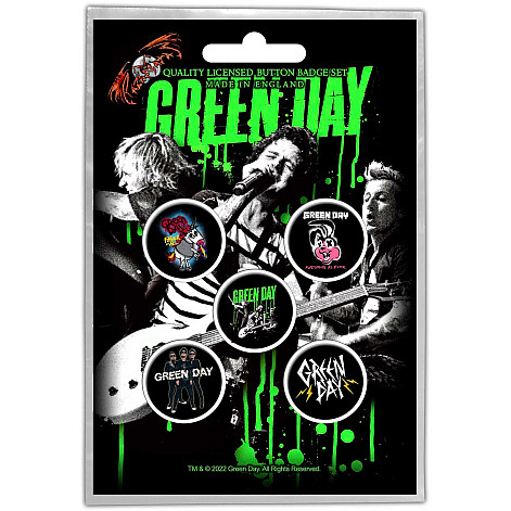 Green Day button badges – 5 pieces průměr 25 mm, Revolution
