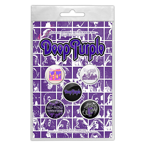 Deep Purple button badges – 5 pieces průměr 25 mm, Logo