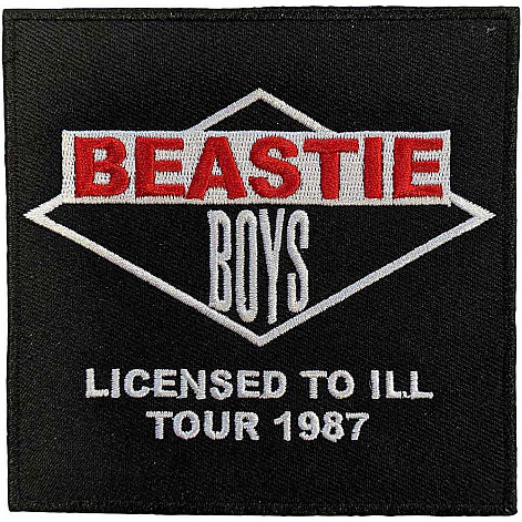 Beastie Boys tkaná nažehlovačka 100x100 mm, Licensed To Ill Tour 1987