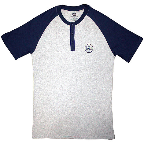 The Beatles t-shirt, Mini Drum Logo 3 Button Collar Grey & Navy Blue, men´s