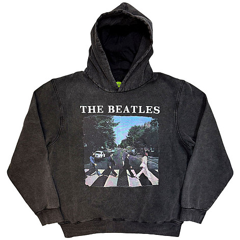 The Beatles mikina, Abbey Road & Logo Stone Wash Charcoal Grey, men´s