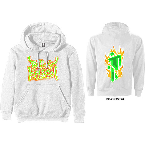 Billie Eilish mikina, Airbrush Flames Blohsh BP White, men´s