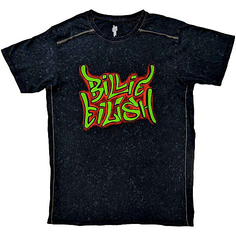 Billie Eilish t-shirt, Graffiti Snow Wash Black, men´s