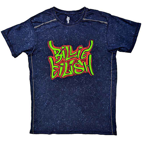 Billie Eilish t-shirt, Graffiti Snow Wash Navy Blue, men´s