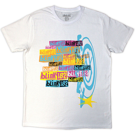 Blink 182 t-shirt, Multi Stacked Logo White, men´s