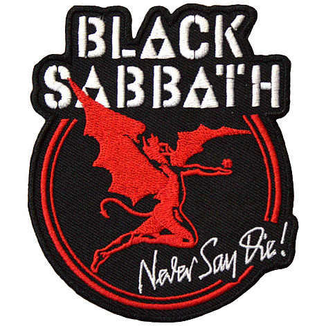 Black Sabbath tkaná patch/nažehlovačka PES 83 x 100 mm, Archangel Never Say Die
