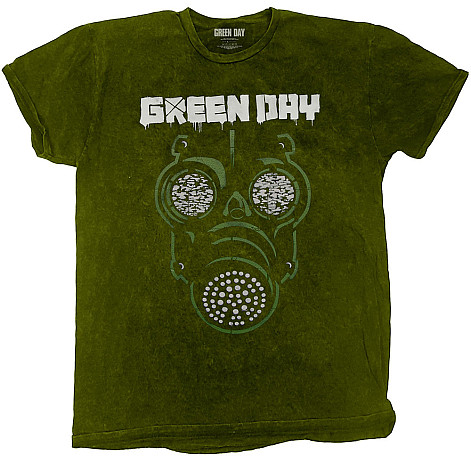 Green Day t-shirt, Gas Mask Dip-Dye Green, men´s