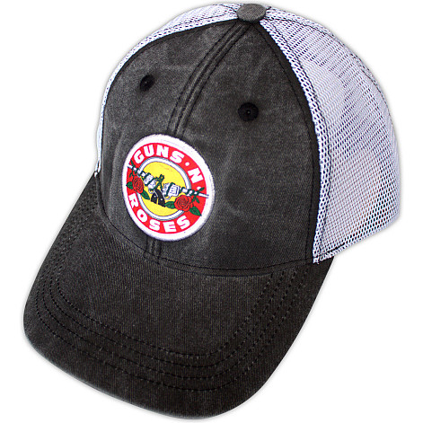 Guns N Roses snapback, Vintage Logo Mesh Back Charcoal Grey & White, unisex
