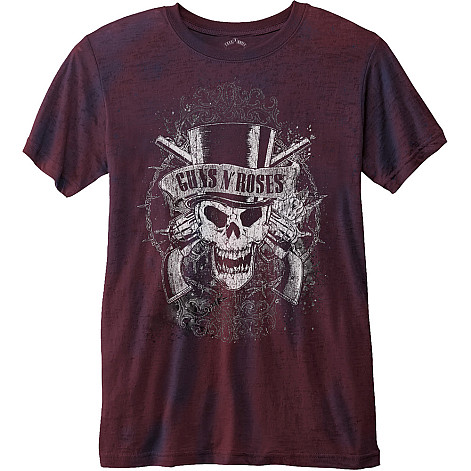 Guns N Roses t-shirt, Faded Skull Navy Red Burnout, men´s