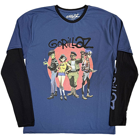 Gorillaz t-shirt long rukáv, Group Circle Rise Denim Blue & Black, men´s