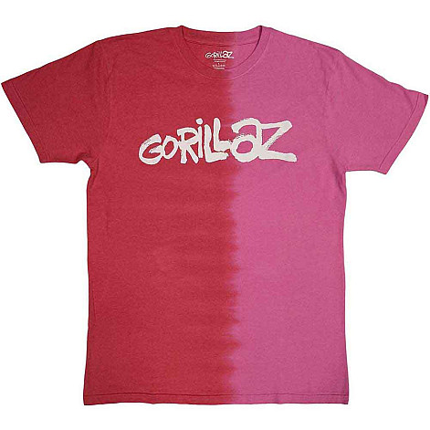 Gorillaz t-shirt, Two-Tone Brush Logo Wash Red, men´s