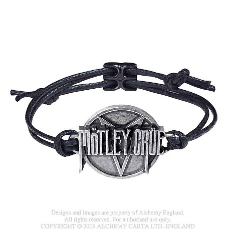 Motley Crue bracelet s posuvníkem do max 25 cm, Pentagram Logo 25x52x10 mm 8 g