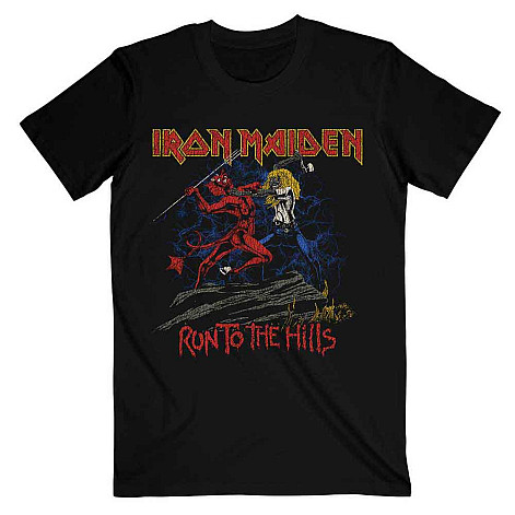 Iron Maiden t-shirt, NOTB Run To The Hills Distress Black, men´s