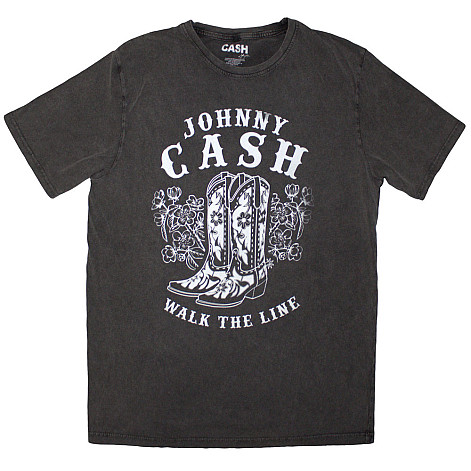 Johnny Cash t-shirt, Walk The Line Boots Stone Wash Charcoal Grey, men´s