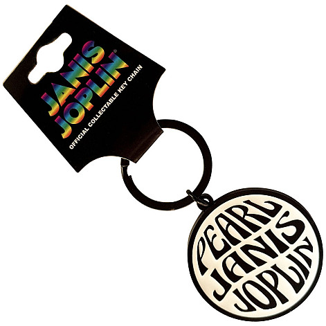 Janis Joplin kovová keychain 45 mm, Pearl Emblem Mono Zinc