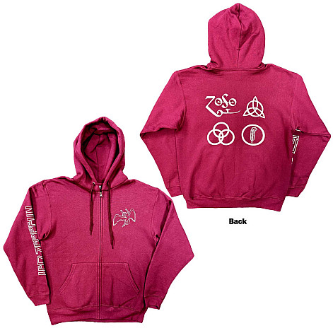 Led Zeppelin mikina, Symbols Zipped BP Maroon Red, men´s