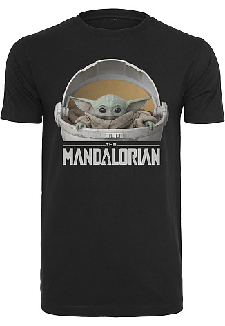 Star Wars t-shirt, Baby Yoda Mandalorian Logo Black, men´s