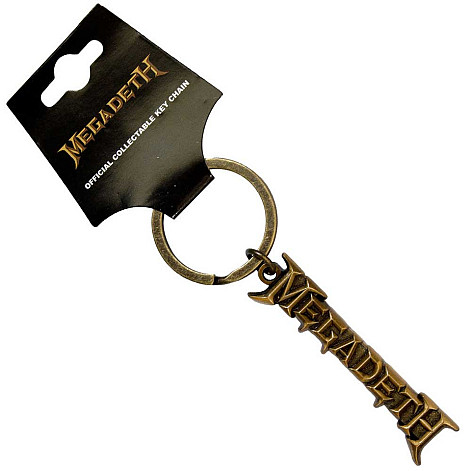 Megadeth kovová keychain 55x14 mm, Gold Logo Zinc