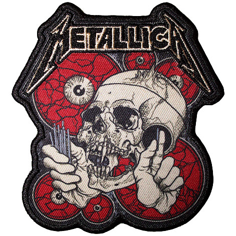Metallica tkaná nažehlovačka PES 100 x 90 mm, The Shortest Straw Red Eyes