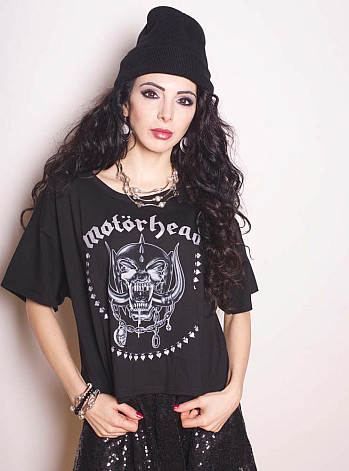 Motorhead t-shirt, Skulls & Aces Glitter Boxy, ladies