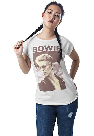 David Bowie t-shirt, David Smoking Girly White, ladies