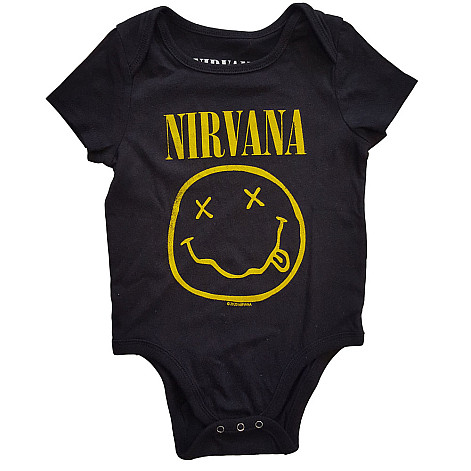 Nirvana baby body t-shirt, Yellow Smiley Black, kids