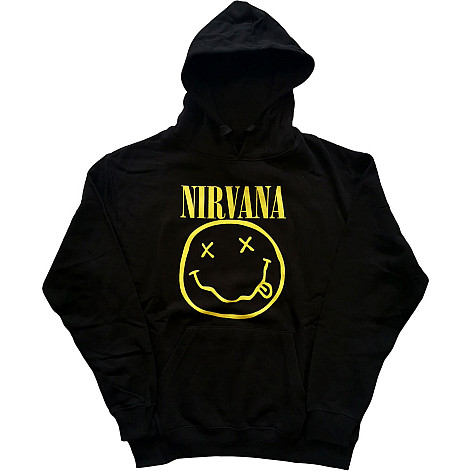 Nirvana mikina, Yellow Smiley Hoodie Black, men´s