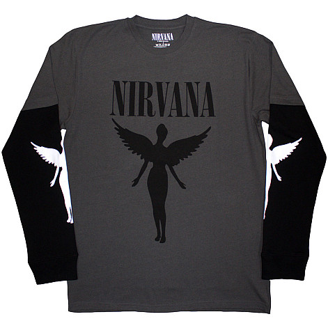Nirvana t-shirt long rukáv, In Utero Mono Charcoal Grey & Black, men´s