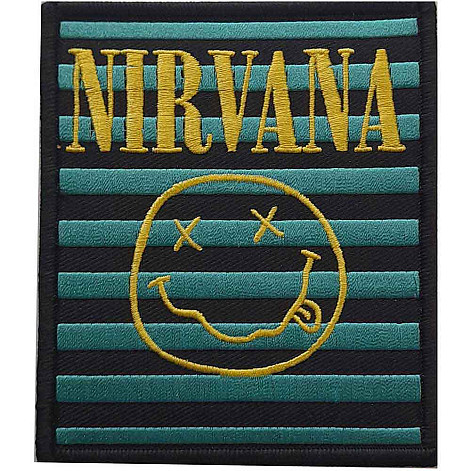 Nirvana tkaná patch PES 100x100 mm, Logo & Happy Face Stripes