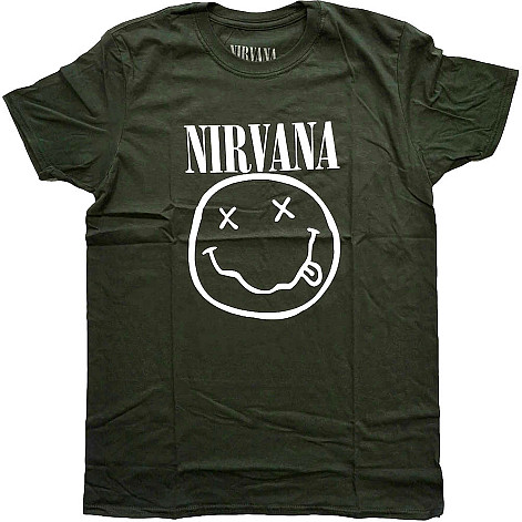 Nirvana t-shirt, White Smiley Dark Green, men´s