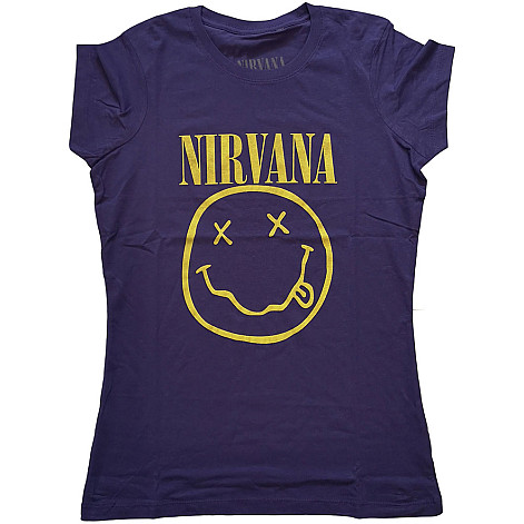 Nirvana t-shirt, Yellow Smiley Girly Purple, ladies