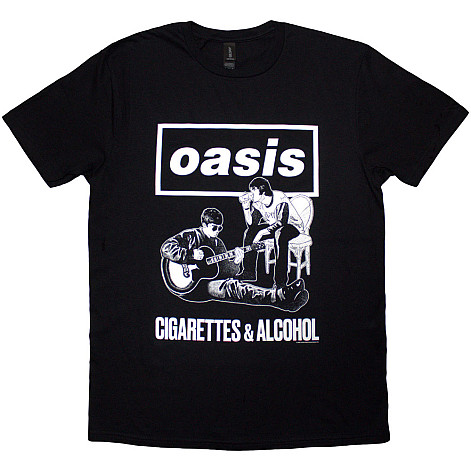 Oasis t-shirt, Cigarettes & Alcohol Illustration Mono Black, men´s