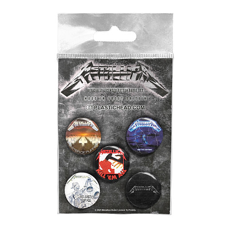 Metallica button badges – 5 pieces průměr 25 mm, Albums 1983-1991