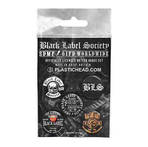 Black Label Society button badges – 5 pieces 25 mm, Button Badge Set Black Label Society