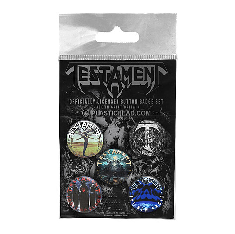 Testament button badges – 5 pieces 25 mm, Button Badge Set Testament