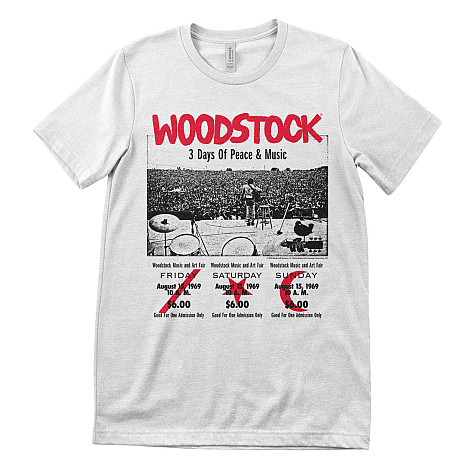 Woodstock t-shirt, 3 Day Ticket White, men´s