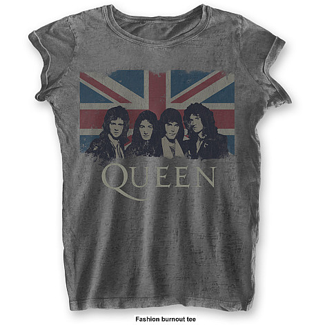 Queen t-shirt, Vintage Union Jack Burnout Girly, ladies