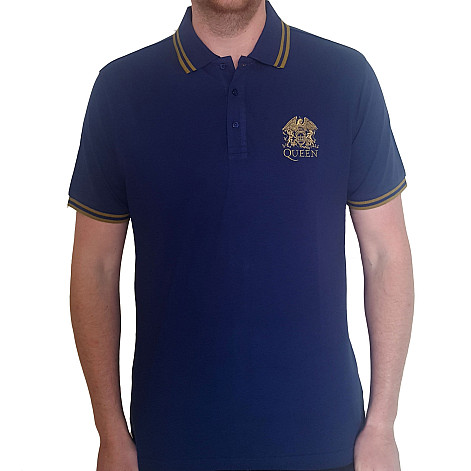 Queen t-shirt, Crest Logo Polo Navy Blue, men´s