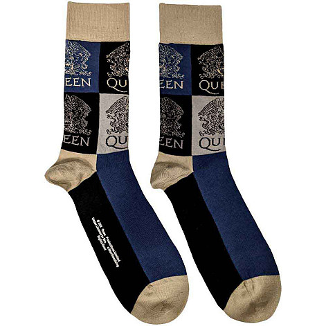 Queen ponožky, Crest Blocpcs Navy Blue, unisex - velikost 4 až 7 (36 až 40 EU)