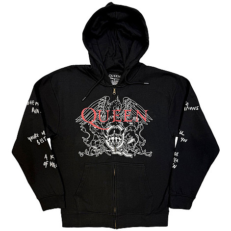 Queen mikina, Logo & Crest Outline Zipped Charcoal Grey, men´s