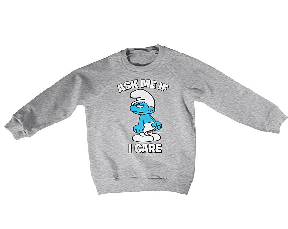 The Smurfs mikina, Ask Me If I Care Sweatshirt Grey, kids