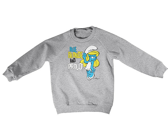 The Smurfs mikina, Blue, Blonde & Proud Sweatshirt Grey, kids
