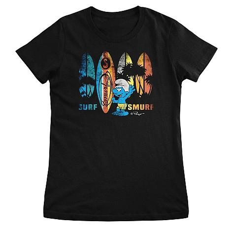 The Smurfs t-shirt, Surf Smurf Girly Black, ladies